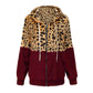Thickened Hooded Jacket with Leopard Print Pattern