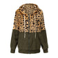 Thickened Hooded Jacket with Leopard Print Pattern