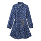 Women’s Long-Sleeve Printed Shirt Dress