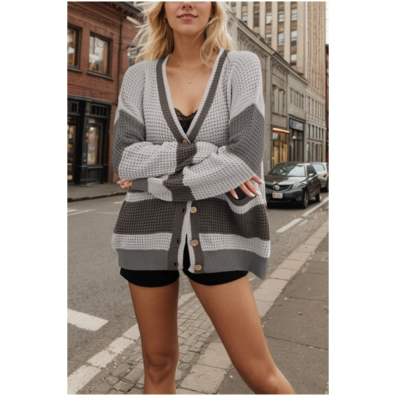 Women's Colorblock Knit Cardigan Sweater