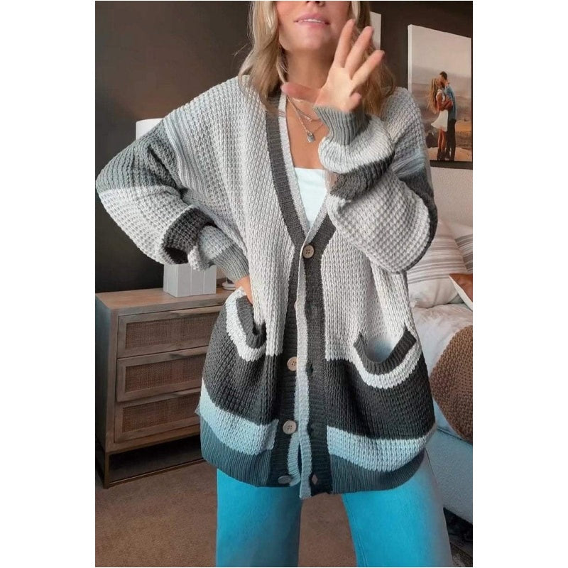 Women's Colorblock Knit Cardigan Sweater