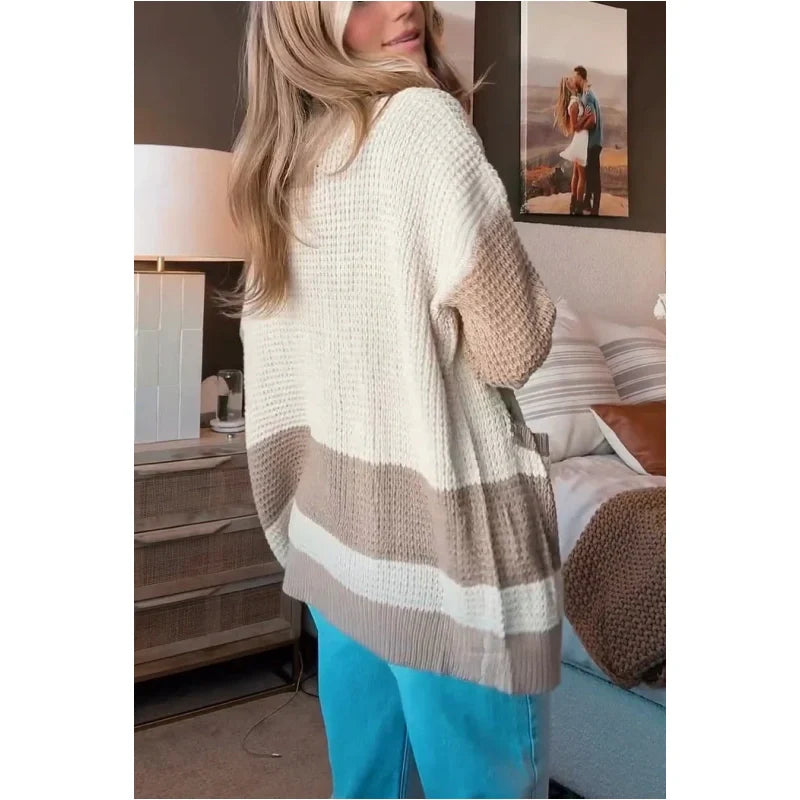 Women's Colorblock Knit Cardigan Sweater