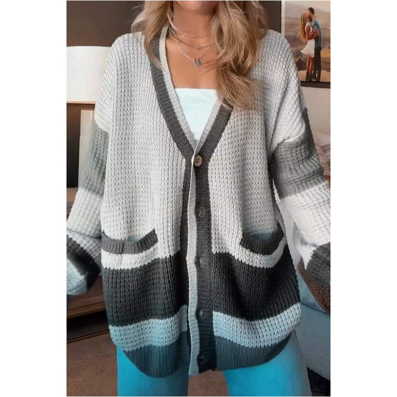 Women's Colorblock Knit Cardigan Sweater