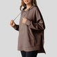 Women's Casual Long Sleeve Waffle Knit Hoodie with Side Slits