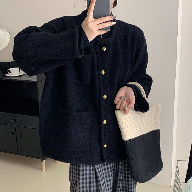 ✨Simple Temperament Metal Button Short Coat for women