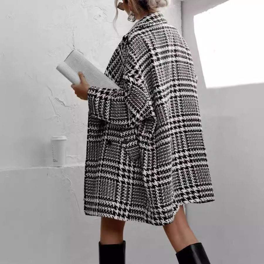 Women's Classic Plaid Pattern Loose Casual Jacket Coat