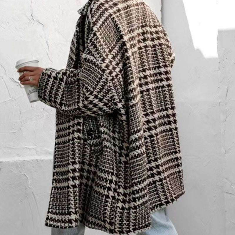 Women's Classic Plaid Pattern Loose Casual Jacket Coat