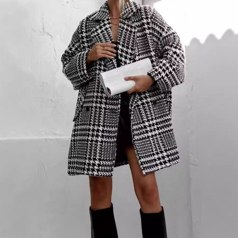 Women's Classic Plaid Pattern Loose Casual Jacket Coat