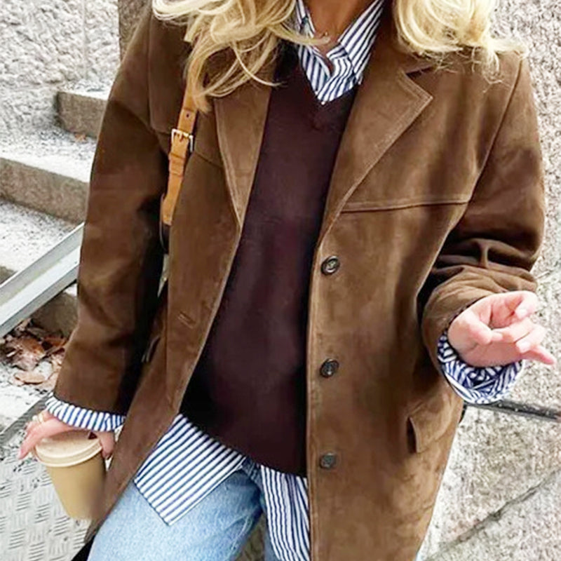 Women's Vintage Faux Suede Oversized Blazer