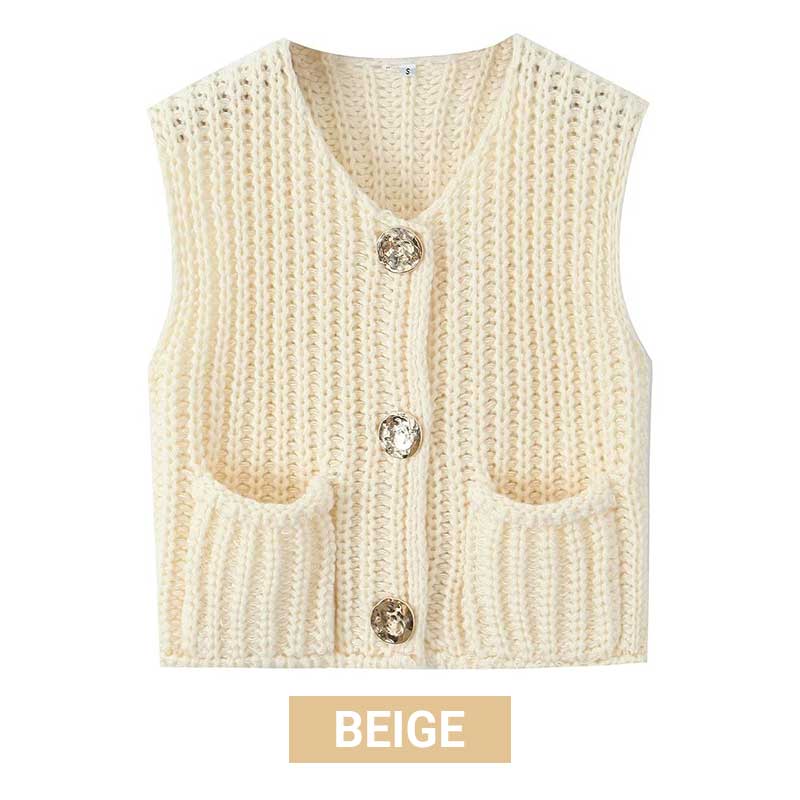 Women’s Chunky Knit Button-Down Sweater Vest