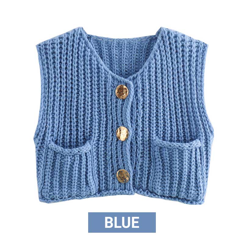 Women’s Chunky Knit Button-Down Sweater Vest