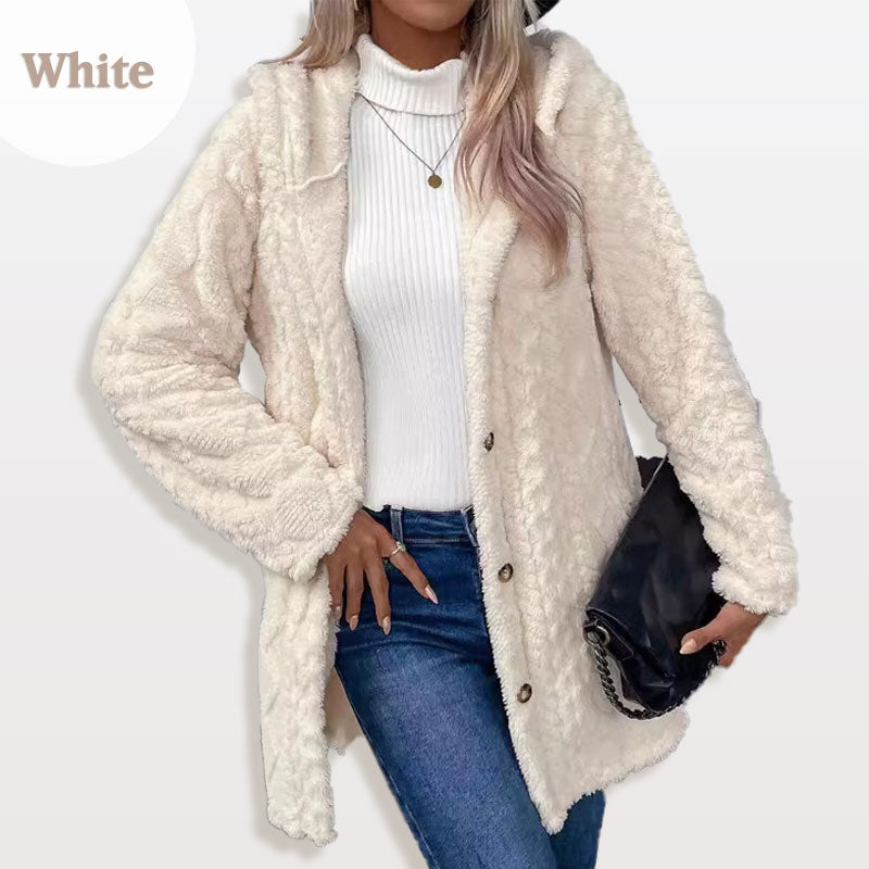 Women's Warm Diamond Pattern Hooded Jacket