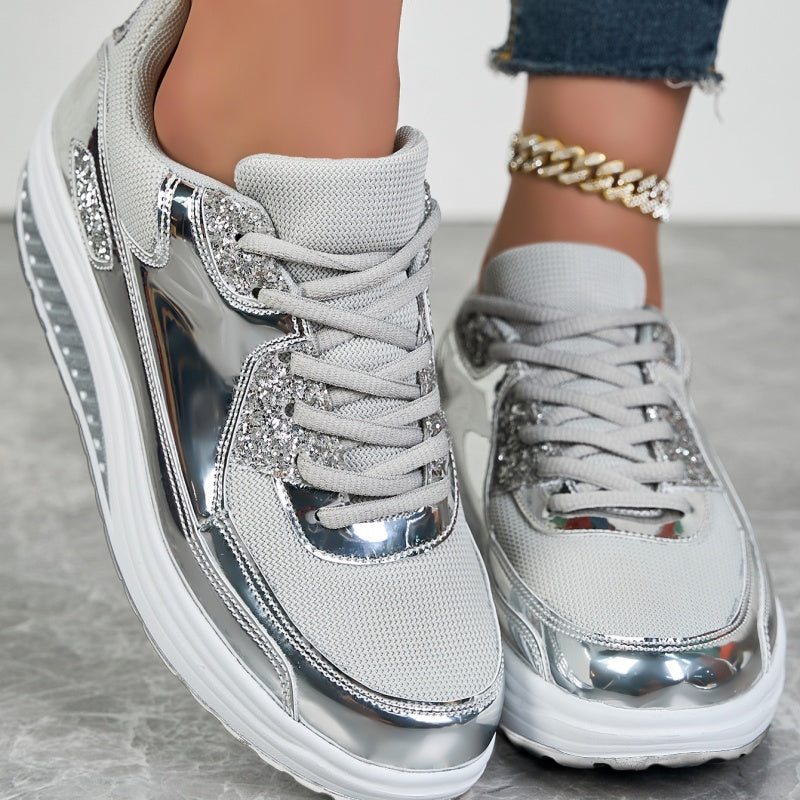 ✨ Modern Women's Platform Sneakers for Shining Casual Style