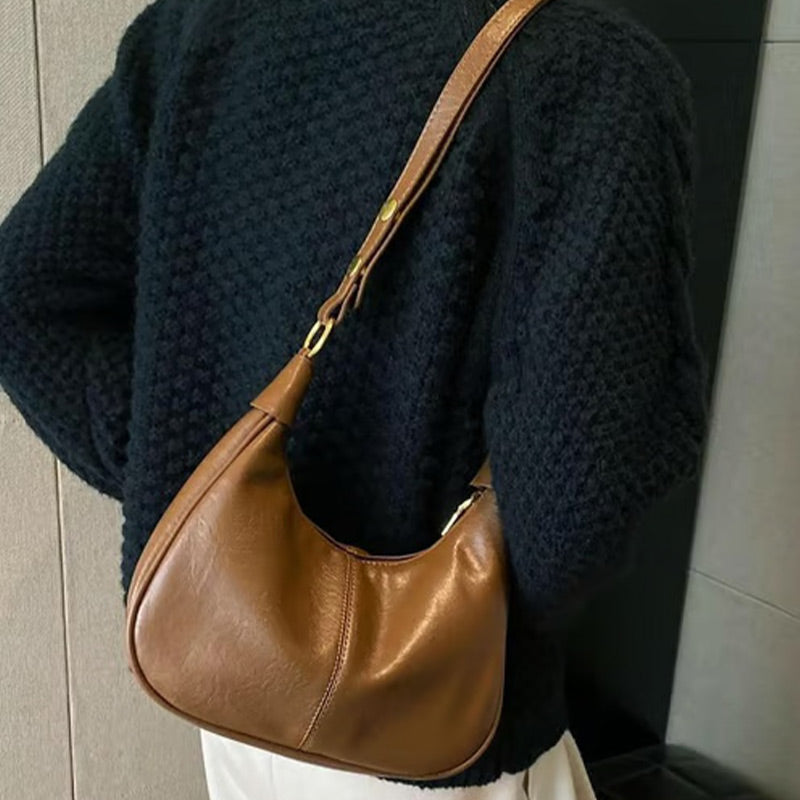 Women's Classic Solid Color Zipper Shoulder Bag