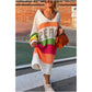 🔥Now enjoy 50% discount🔥Color Block V-Neck Letter Print Sweater Dress