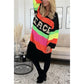 🔥Now enjoy 50% discount🔥Color Block V-Neck Letter Print Sweater Dress