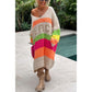🔥Now enjoy 50% discount🔥Color Block V-Neck Letter Print Sweater Dress