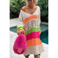 🔥Now enjoy 50% discount🔥Color Block V-Neck Letter Print Sweater Dress