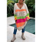 🔥Now enjoy 50% discount🔥Color Block V-Neck Letter Print Sweater Dress