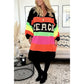 🔥Now enjoy 50% discount🔥Color Block V-Neck Letter Print Sweater Dress