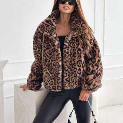 🔥🖤Early Black Friday Sale:50% OFF🖤🔥Women’s Fluffy Short Coat with Leopard Print