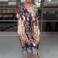 🌺Last Day UP TO 69% OFF!!🔥Printed V Neck Loose Midi Dress