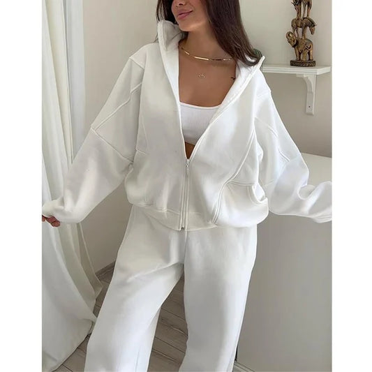 Triple Threaded High-Neck Casual Sportswear 2-piece set