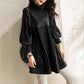 Plus Size Solid Color Lantern Sleeve Knit Dress