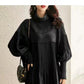 Plus Size Solid Color Lantern Sleeve Knit Dress