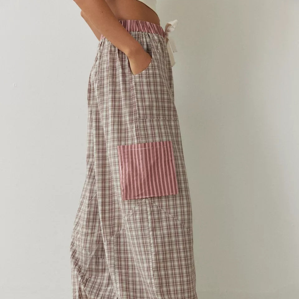 Women's Plaid Shirt & Pants 2-Piece Pajama Set