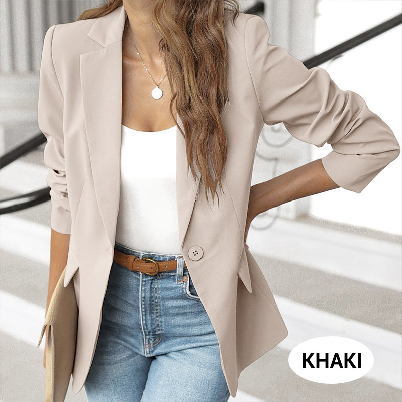 Elegant Soft Solid Color Lapel Buttons Jacket