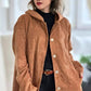 Women's Oversized Hooded Corduroy Button Down Shacket