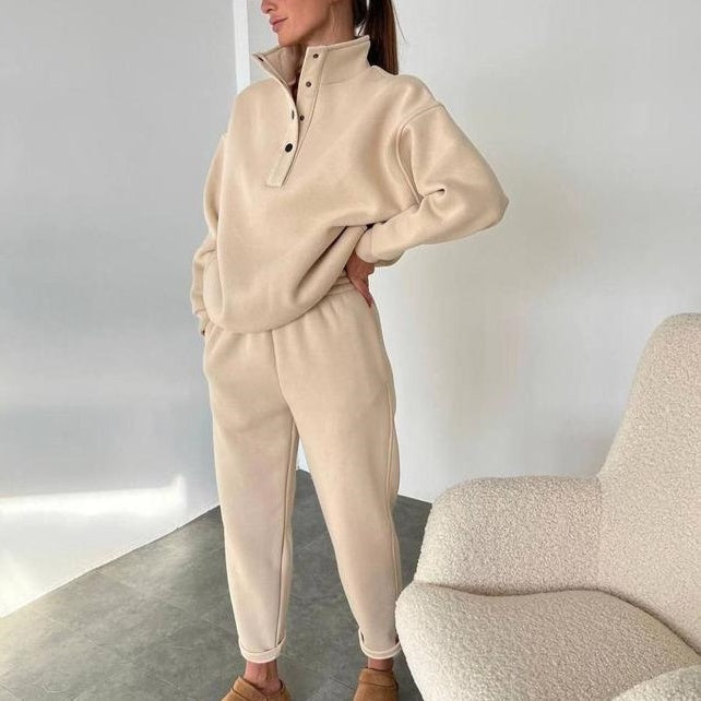 ❄️Winter-Specials❄️Women's Button Sweatshirt & Sweatpants (2-Piece Set)