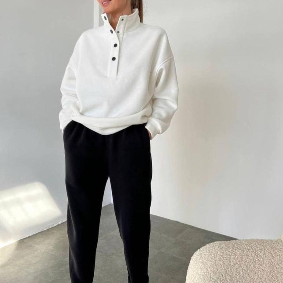 ❄️Winter-Specials❄️Women's Button Sweatshirt & Sweatpants (2-Piece Set)