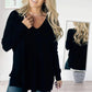 Women's Casual Soft Seam-front V-neck Sweater