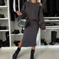 👗Women's Slanted Shoulder Sweatshirt & Sleeveless Dress Set