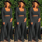 Women’s Stretch Knitted Tank Top High-waist Leggings and Long Cardigan 3-piece Set