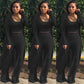 Women’s Stretch Knitted Tank Top High-waist Leggings and Long Cardigan 3-piece Set