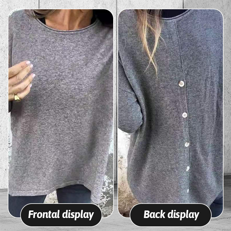 🌹Women's Solid Round Neck Long Sleeve Tops