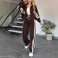 🔥🖤Black Friday Sale:50% OFF🔥Women's Striped Zipper Jacket & Casual Pants 2-Piece Set
