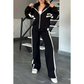 🔥🖤Black Friday Sale:50% OFF🔥Women's Striped Zipper Jacket & Casual Pants 2-Piece Set