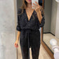 💕Limited Sale 50% OFF💕Women's Sparkly V Neck Belted Jumpsuits