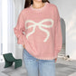 Women's Cozy Oversized Knit Sweater with Bow Pattern