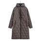 Women's Long Quilted Hooded Zip Up Coat