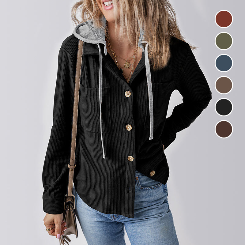 Women's Casual Hooded Jacket with Pockets