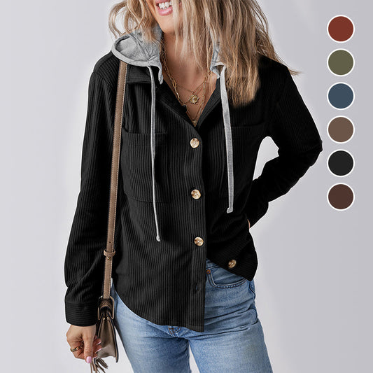 Women's Casual Hooded Jacket with Pockets