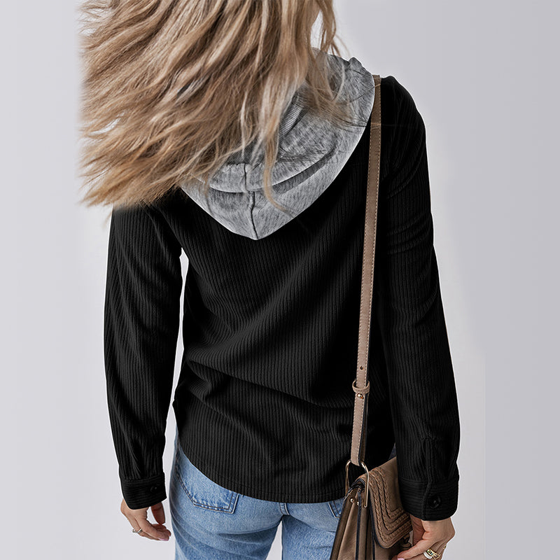 Women's Casual Hooded Jacket with Pockets