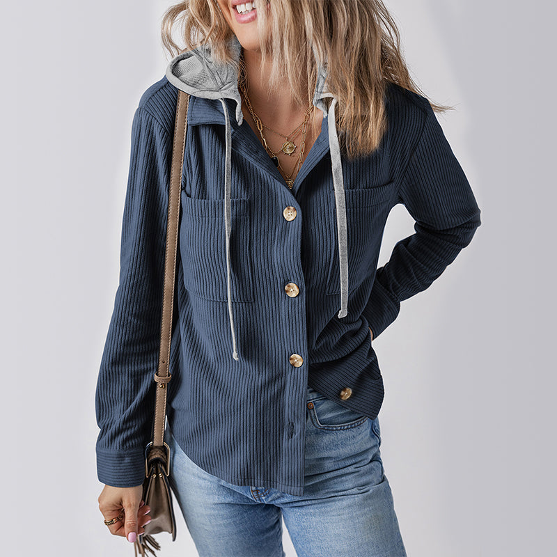 Women's Casual Hooded Jacket with Pockets