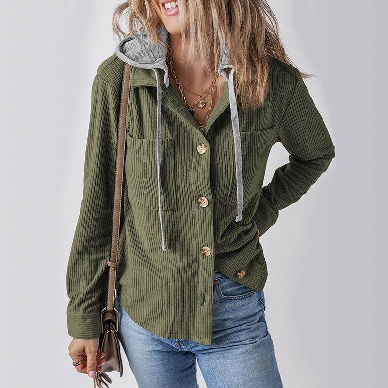 Women's Casual Hooded Jacket with Pockets