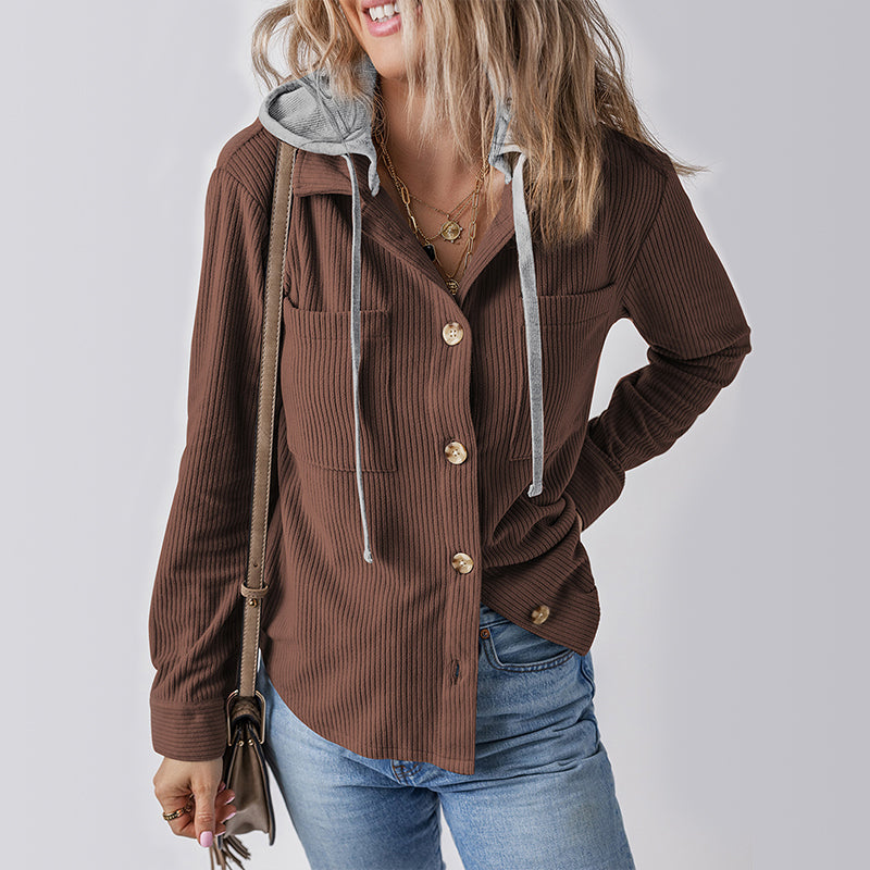 Women's Casual Hooded Jacket with Pockets